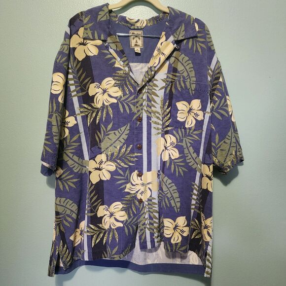 Montego Mon Mens Hawaiian Silk Shirt Size Extra Large Floral Aloha Button Down - Picture 1 of 5